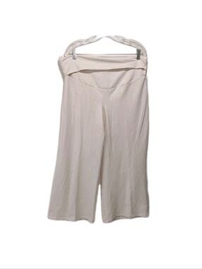 NWOT Isabel Ingrid Fold Over Waist Band Wide Leg Maternity Pants L Lounge Comfor
